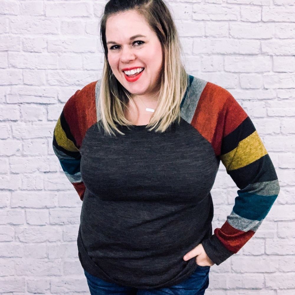 NWT Striped Sleeve Long Sleeve Sweater